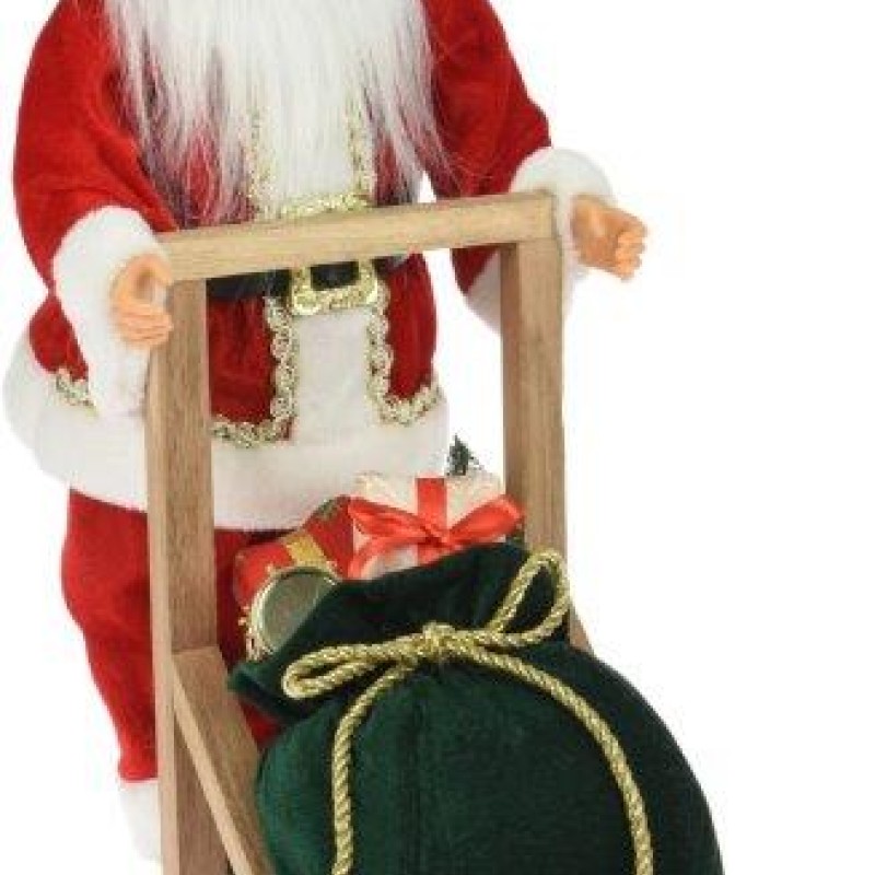 SANTA STANDING ON SLED RED