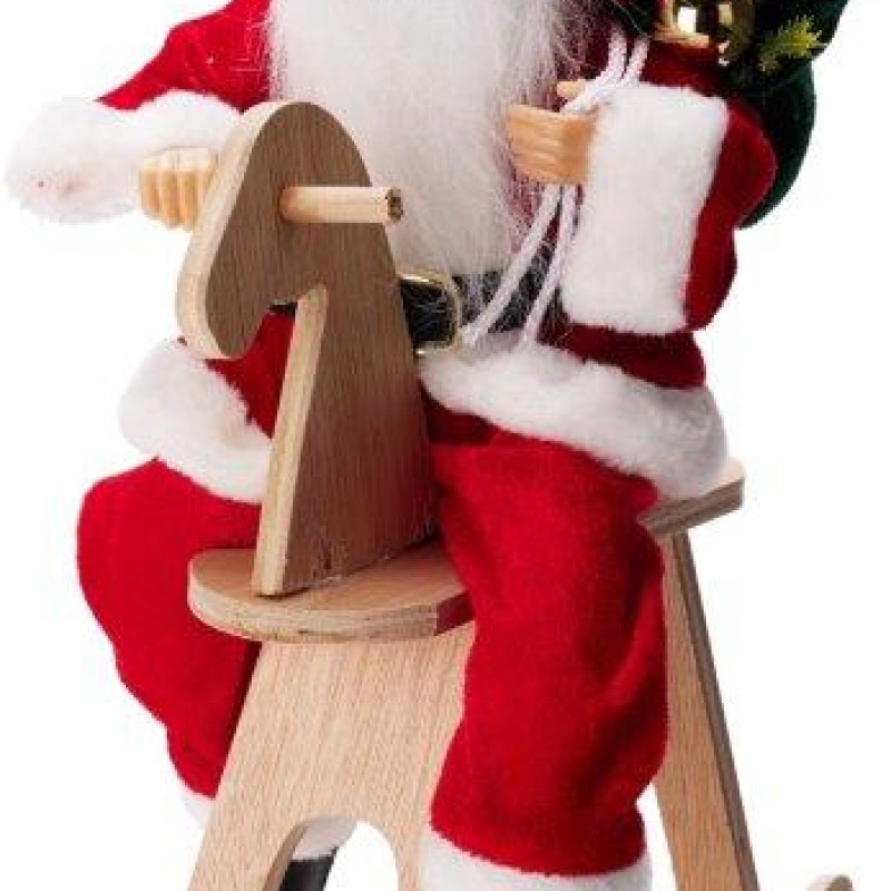 SANTA ON ROCKING HORSE 35CM