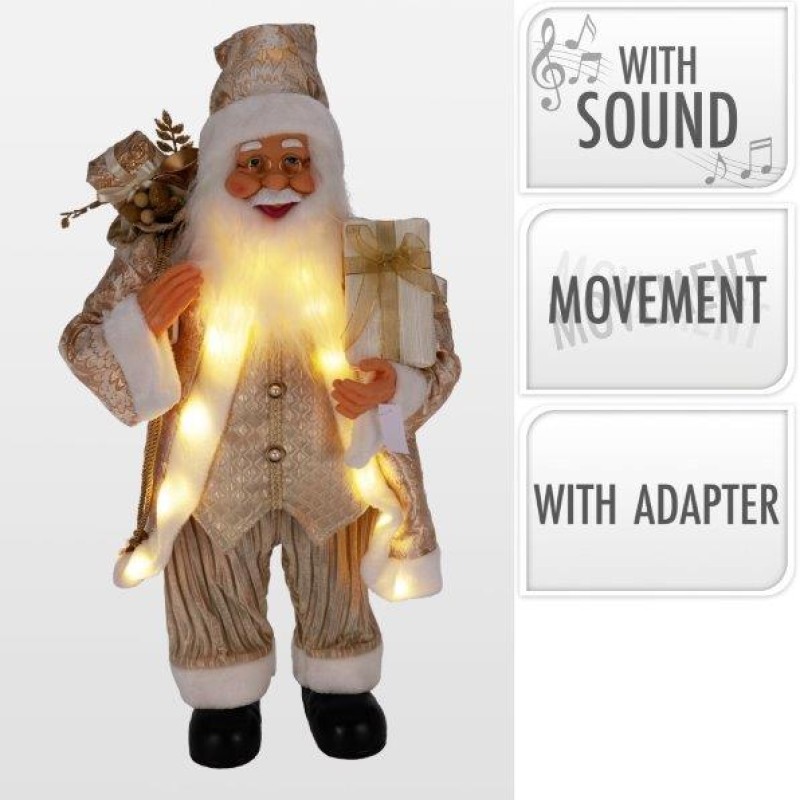 SANTA STANDING LED 80CM GOLD