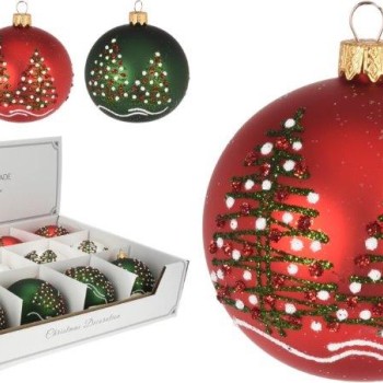 XMAS BALL TREES DECO 80MM ASSORTED DESIGNS