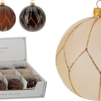 XMAS BALL GLASS 80MM ASSORTED DESIGNS