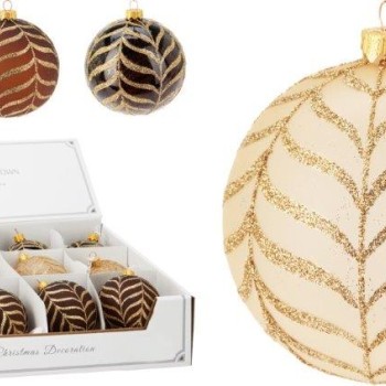 XMAS BALL GLASS 80MM ASSORTED DESIGNS