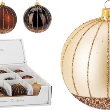 XMAS BALL GLASS 80MM ASSORTED DESIGNS