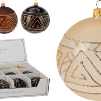 XMAS BALL GLASS 80MM ASSORTED DESIGNS