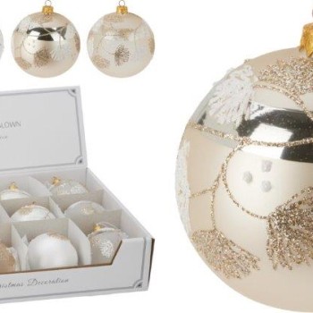 XMAS BALL GLASS 80MM ASSORTED DESIGNS