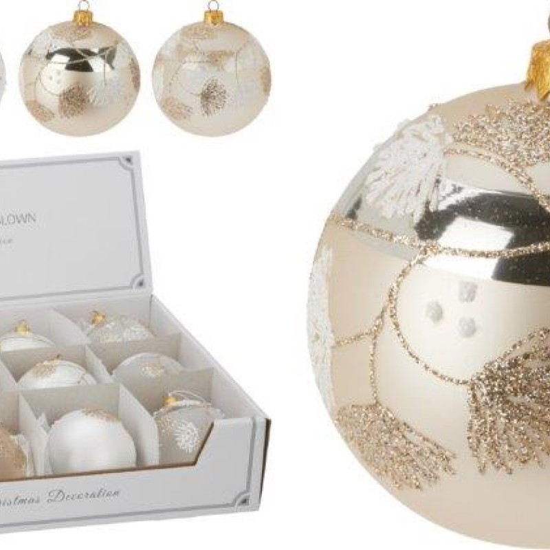 XMAS BALL GLASS 80MM ASSORTED DESIGNS