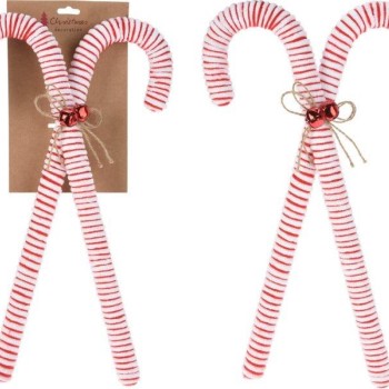 CANDY CANE 2PCS HANGING DECOR 52CM