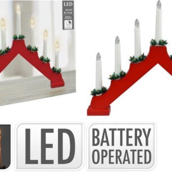 CANDLE BRIDGE WOOD 7 LED RED