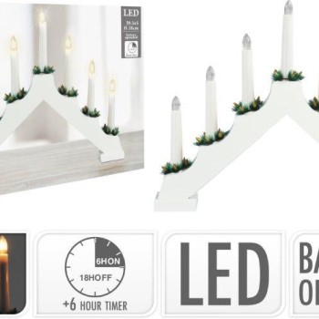 CANDLE BRIDGE WOOD 7 LED WHITE