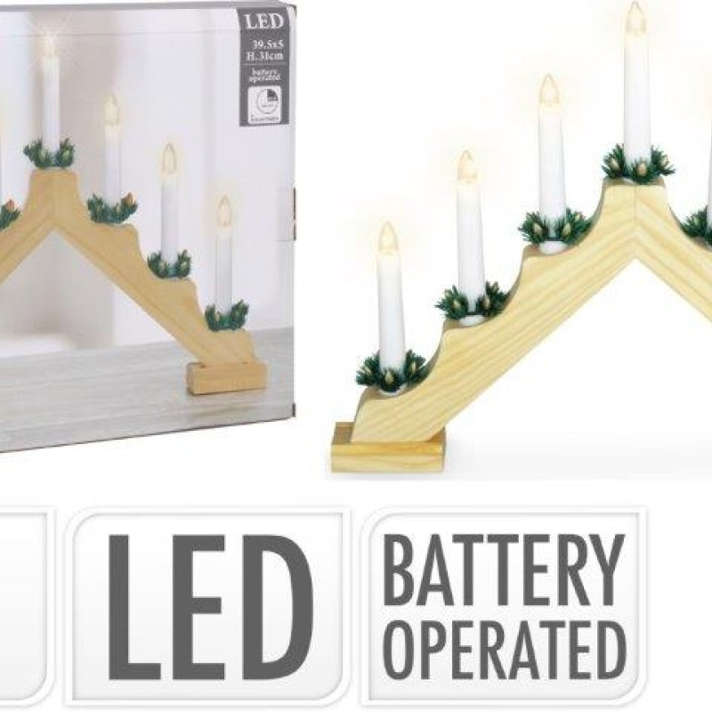 CANDLE BRIDGE WOOD 7 LED NATURAL