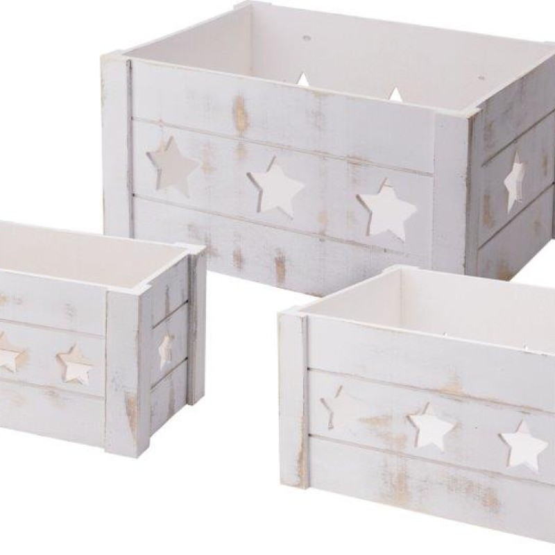 CRATE SET 3 STAR WHITE WASH