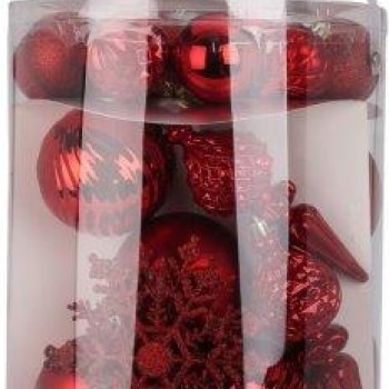 XMAS BALL SET 57PCS RED