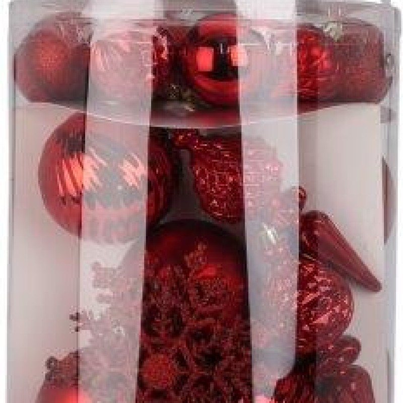 XMAS BALL SET 57PCS RED