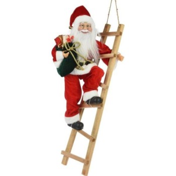 SANTA STANDING ON LADDER RED