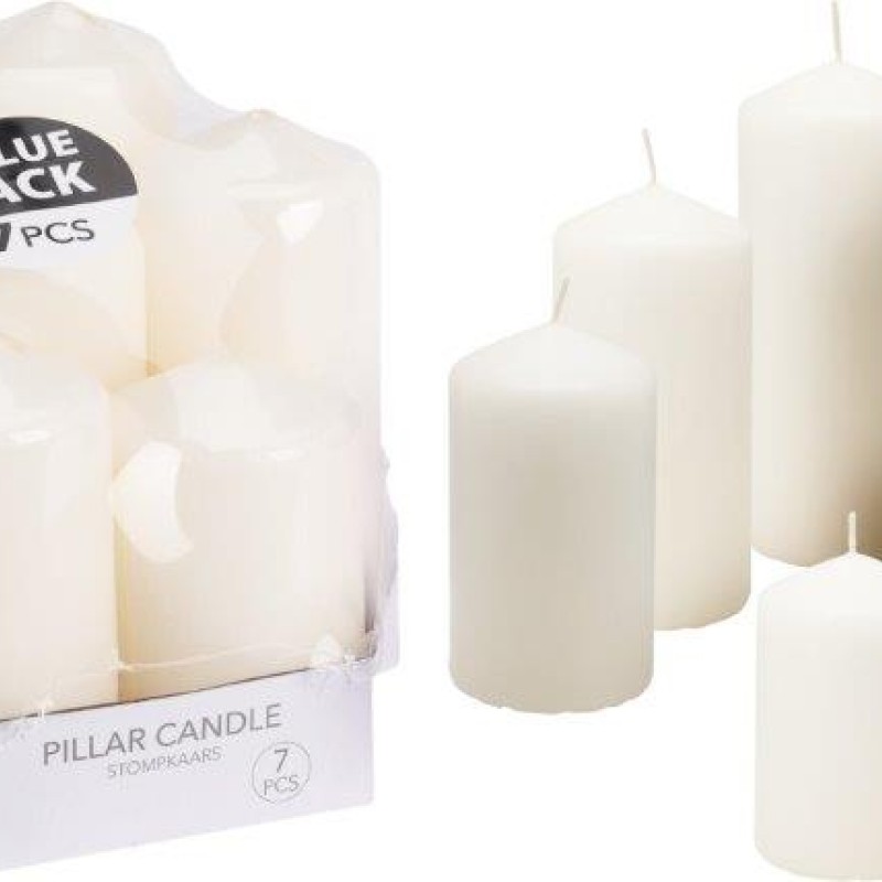 CANDLE PILLAR SET ASSORTED WHITE