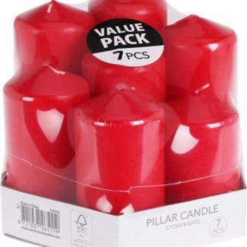 CANDLE PILLAR SET RED