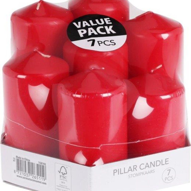 CANDLE PILLAR SET RED