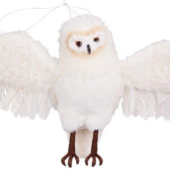 OWL HANGING DECOR 28CM WHITE