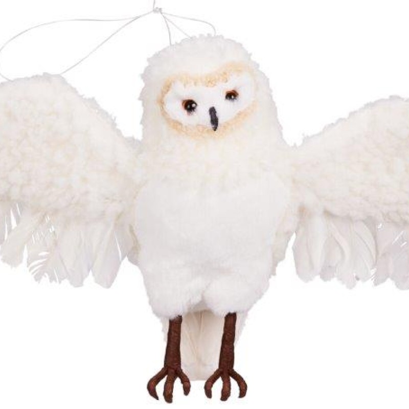 OWL HANGING DECOR 28CM WHITE