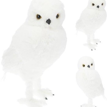 OWL STANDING 49CM WHITE ASSORTED