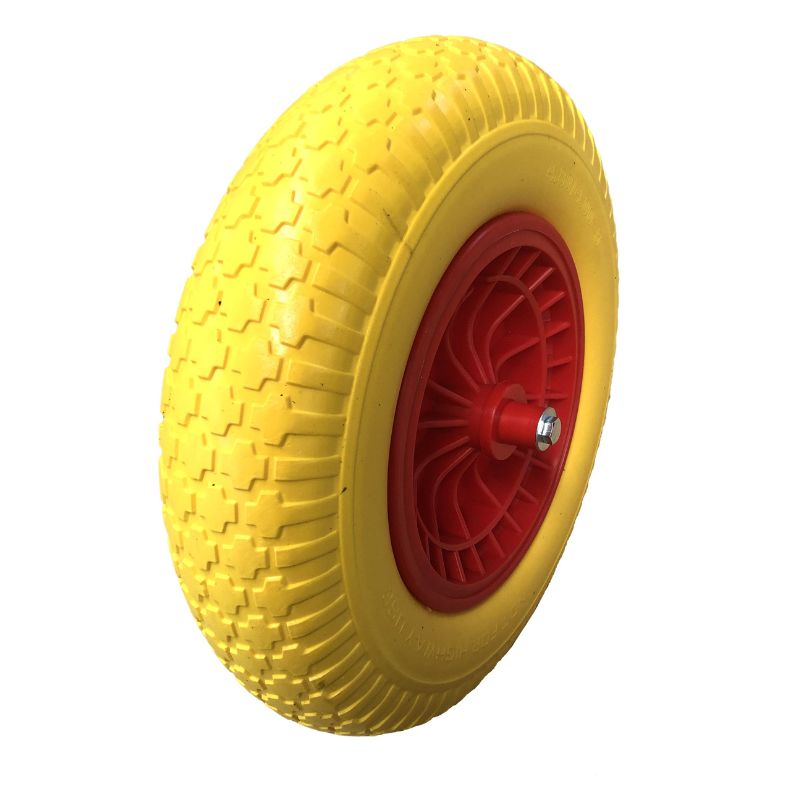 Wheelbarrow Yellow Solid Spare Wheel 16" Red Rim