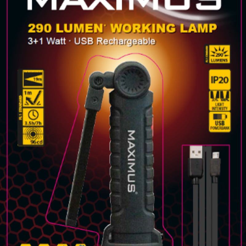 MAXIMUS LED 3+1W BATTERY WORK LAMP