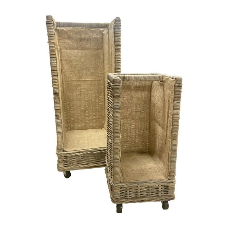 UH :KUBU TROLLEY LOG BASKETS SQUARE LARGE - SOLD INDIVIDUALLY
