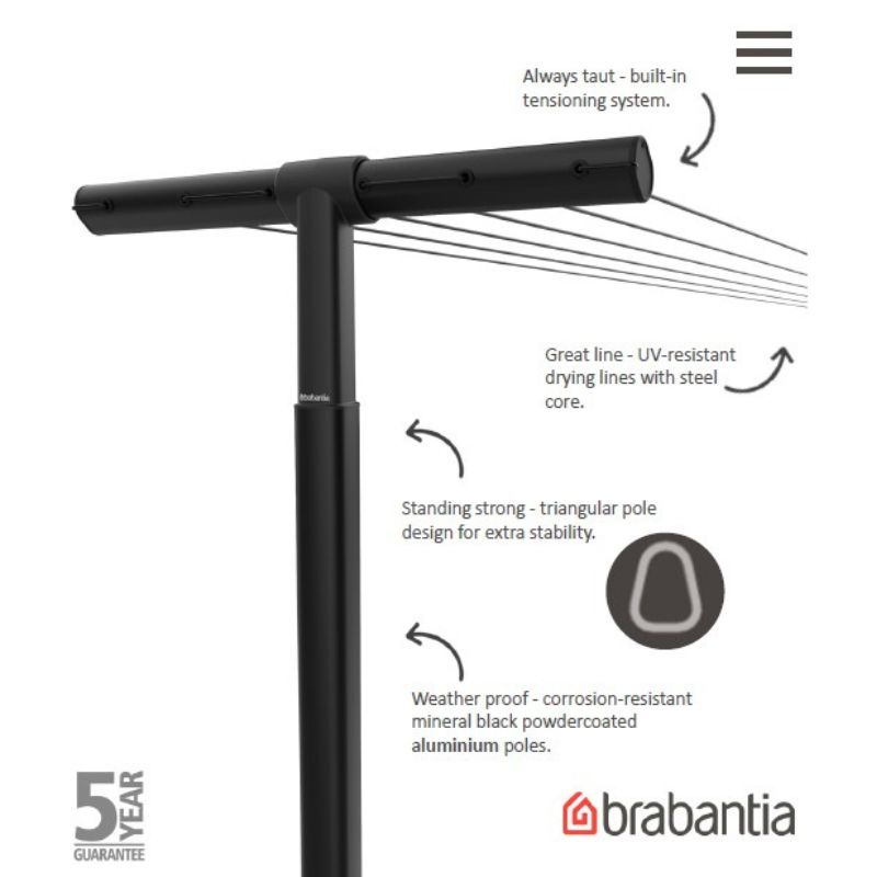 Brabantia Hangout Washing Lines with Poles 50m 