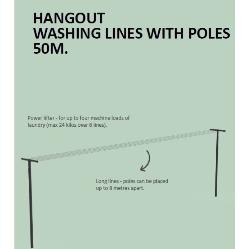 Brabantia Hangout Washing Lines with Poles 50m 