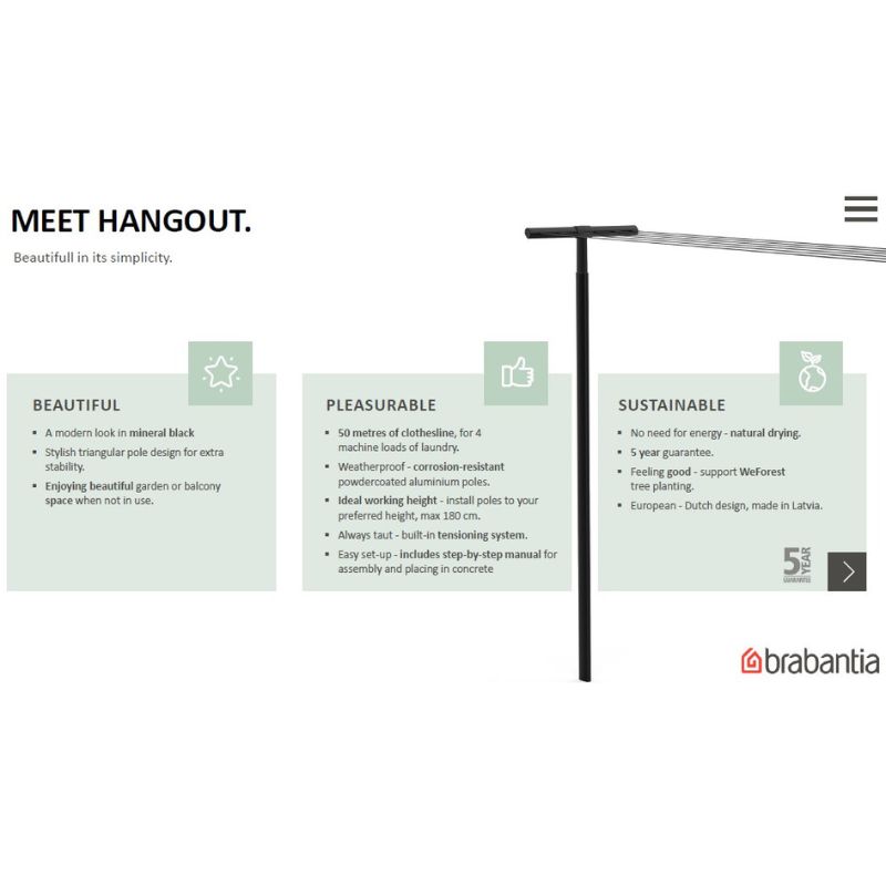 Brabantia Hangout Washing Lines with Poles 50m 
