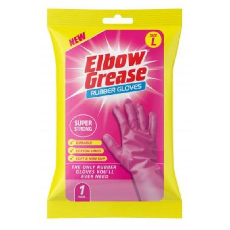 ELBOW GREASE RUBBER GLOVES PINK L
