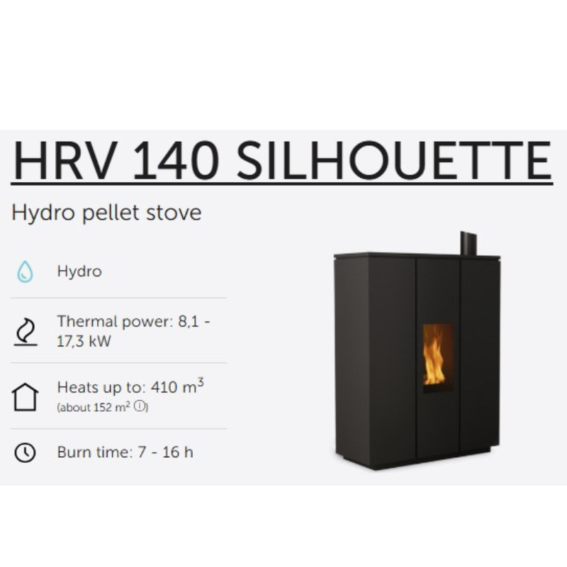 Ravelli HRV140 SILHOUETTE Wood Pellet Stove Boiler Black