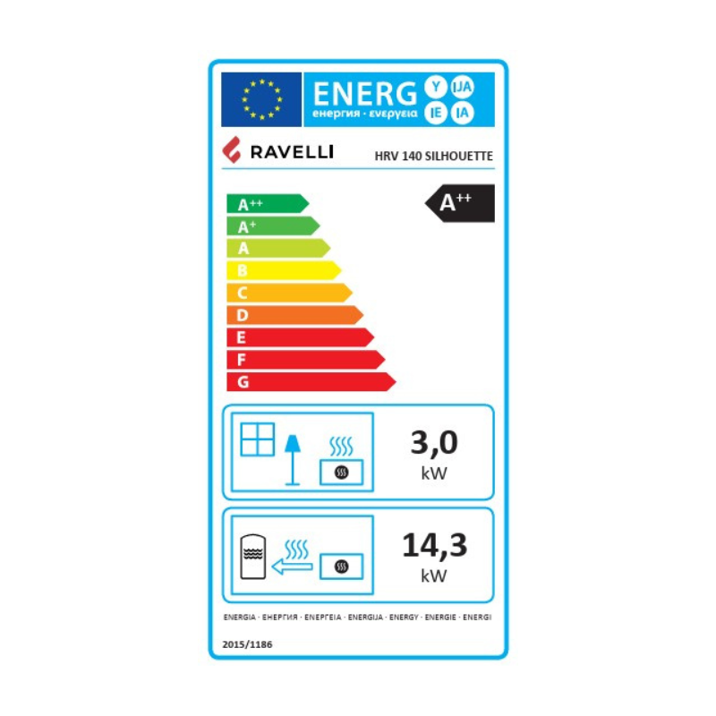 Ravelli HRV140 SILHOUETTE Wood Pellet Stove Boiler Black