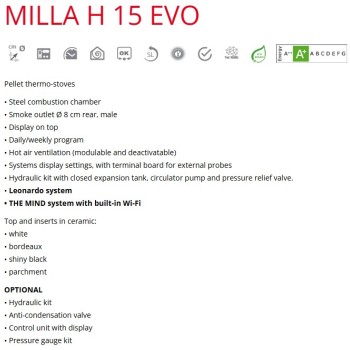 Edilkamin MILLA H15 UP Wood Pellet Stove Bordeaux c/w Pump 