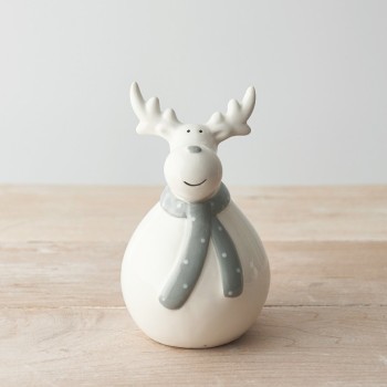 PL : Christmas Plump Reindeer with Grey Scarf 14cm