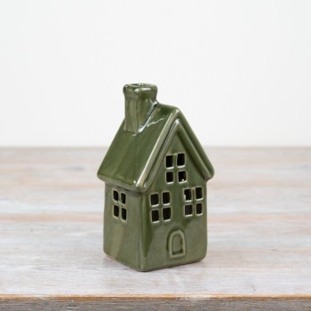PL : Christmas Green LED Ceramic House 16cm