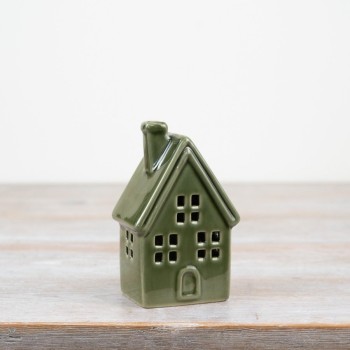 PL : Christmas Green LED Ceramic House 11.5cm