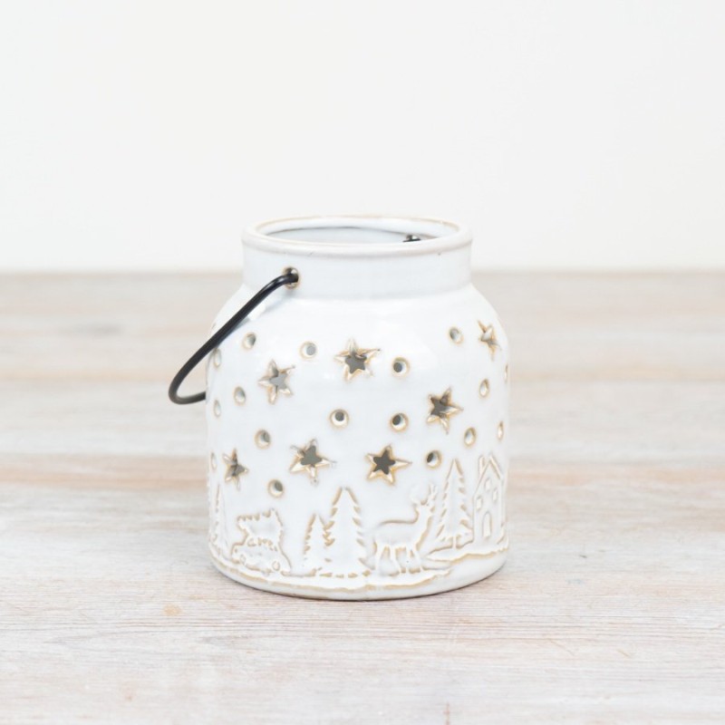 PL : Christmas White Candle Lantern 10cm
