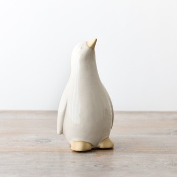 PL : Christmas Ceramic White Glazed Penguin 15cm