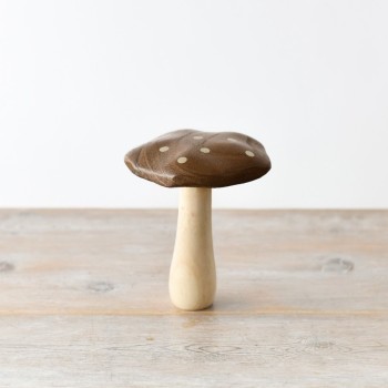 PL : Christmas Wooden Mushroom with Gold Spots 15cm
