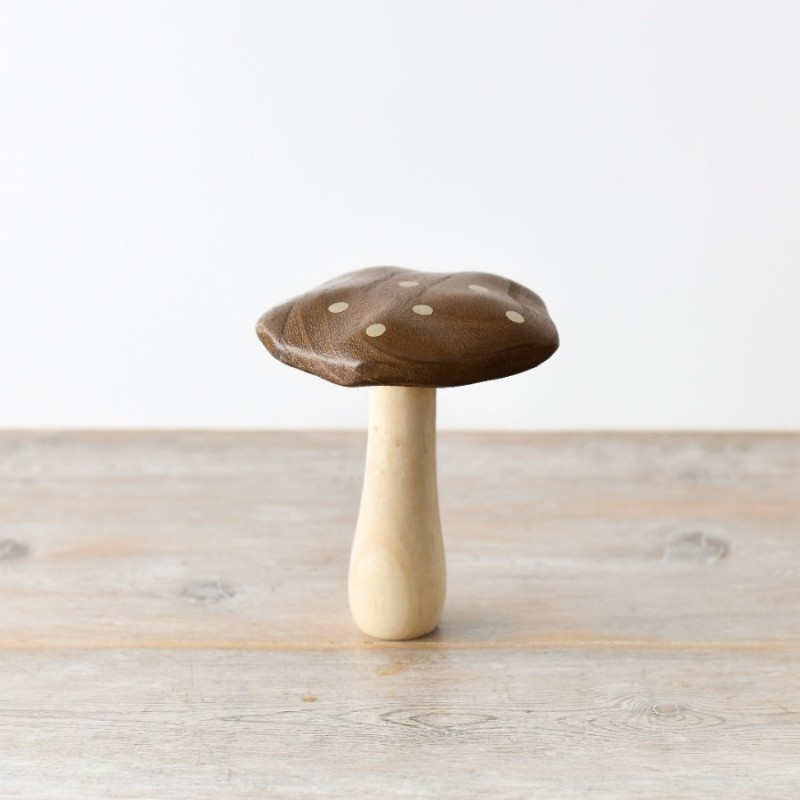 PL : Christmas Wooden Mushroom with Gold Spots 15cm