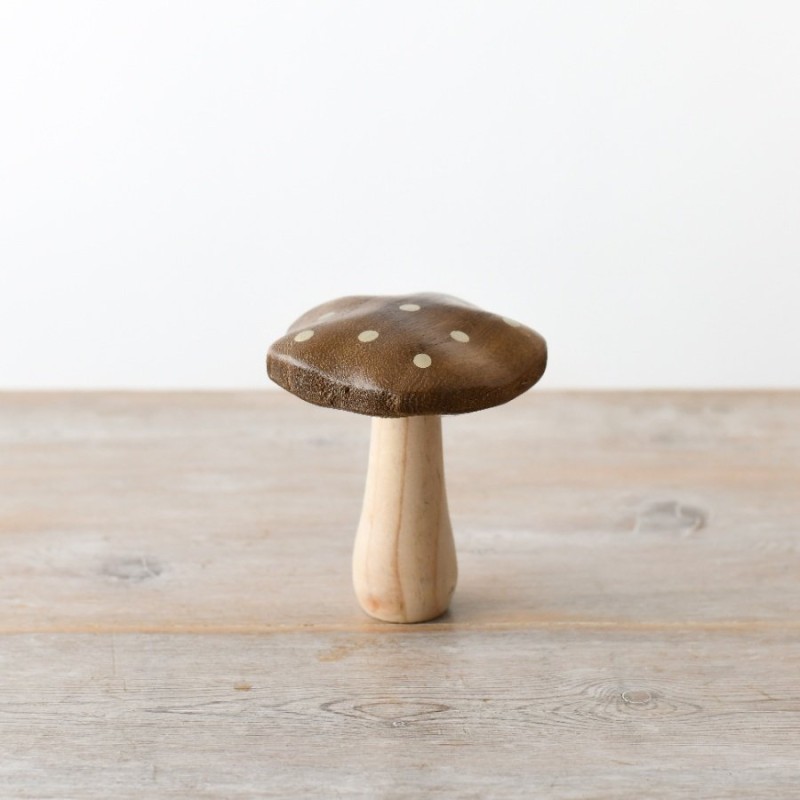 PL : Christmas Wooden Mushroom with Gold Spots 12cm 