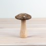 PL : Christmas Wooden Brown Mushroom with Gold Spots 12cm