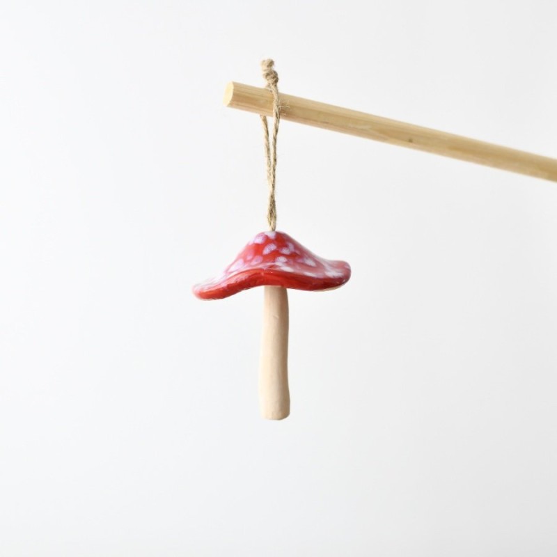 PL : Christmas Red & White Mushroom Hanger 7cm
