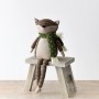 PL : Christmas Fabric Sitting Fox with Green Scarf 42cm 
