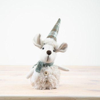 PL : Christmas Green & Cream Fabric Mouse 30cm
