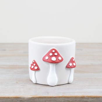 PL : White Planter Mushroom Design 12cm