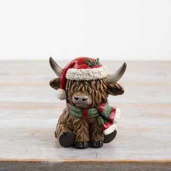 PL : Christmas Highland Cow Decoration 10.5cm