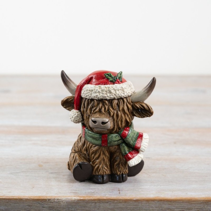 PL : Christmas Highland Cow Decoration 10.5cm