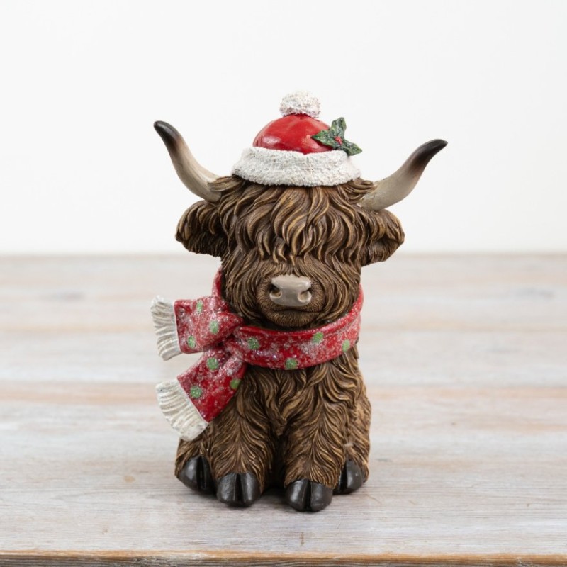 PL : Christmas Highland Cow Decoration 17cm